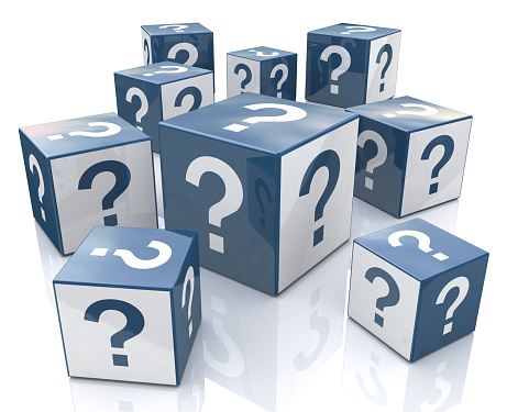 Cubes with Question Marks in the design of information related to internet