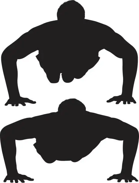 Vector illustration of Man doing push ups