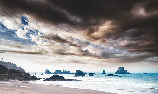 parque estatal de ecola paisaje de la costa de oregon - cape sebastian fotografías e imágenes de stock