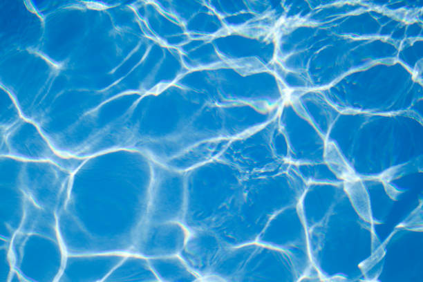 istock Clean and bright blue water in swimming pool, background. 543697336