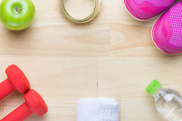istock Woman's fitness equipment 543698616