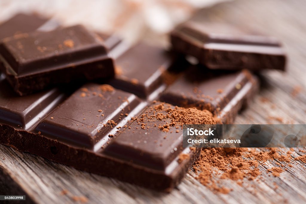 Chopped chocolate with cocoa Addiction Stock Photo