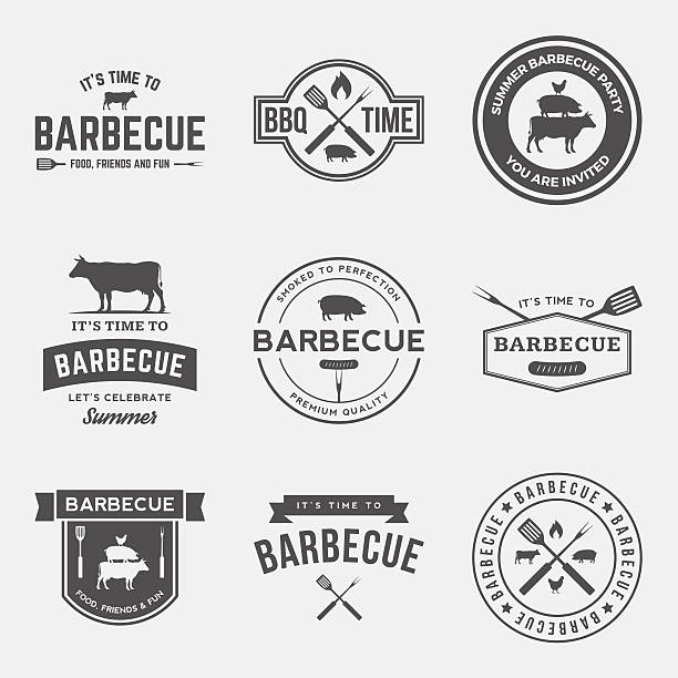バーベキューバッジグランジの背景赤 - barbecue grill chef barbecue sausage点のイラスト素材／クリップアート素材／マンガ素材／アイコン素材
