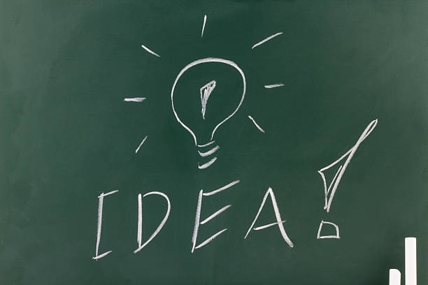 istock Close up of a light bulb drawing on blackboardwith Chalks 543805646