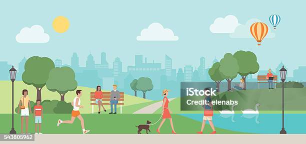 Urban Park Stock Illustration - Download Image Now - Public Park, City, Landscape - Scenery