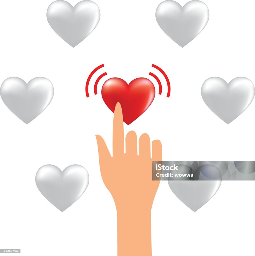 Hand Click Red Hand Click On Red Heart Stock Illustration - Download Image Now ...