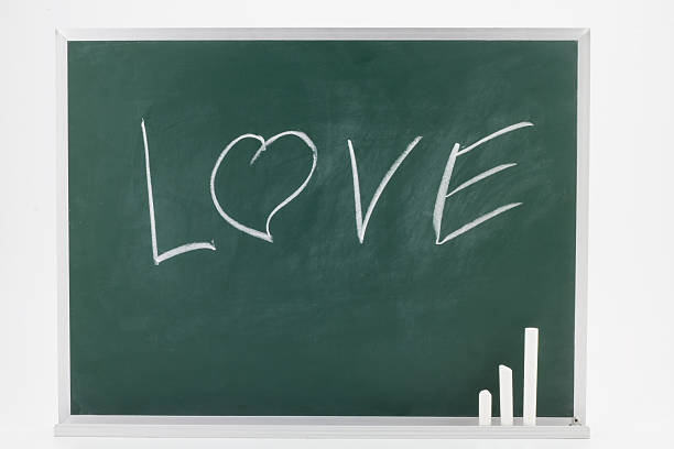istock word Love drawing on blackboard with Chalks.isolated on white ba 543808460