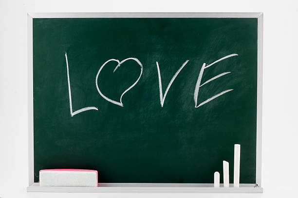 istock word Love drawing on blackboard with Chalks and Eraser.isolated 543808680