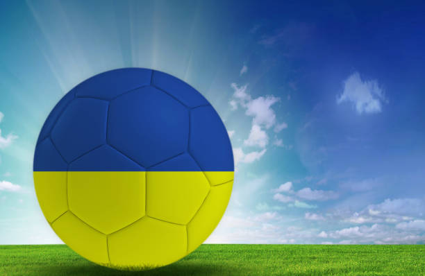 istock Soccer ball with Ukrainian Flag 543808774