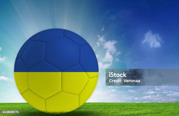 Soccer Ball With Ukrainian Flag Stock Photo - Download Image Now - 2016, Activity, Backgrounds