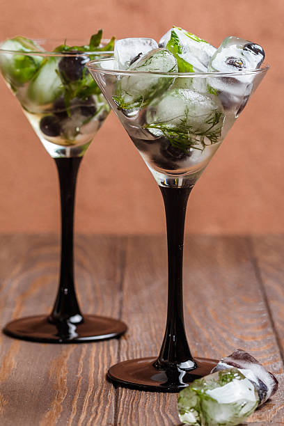 istock Ice cubes with dill, estragon and blueberry 543811026