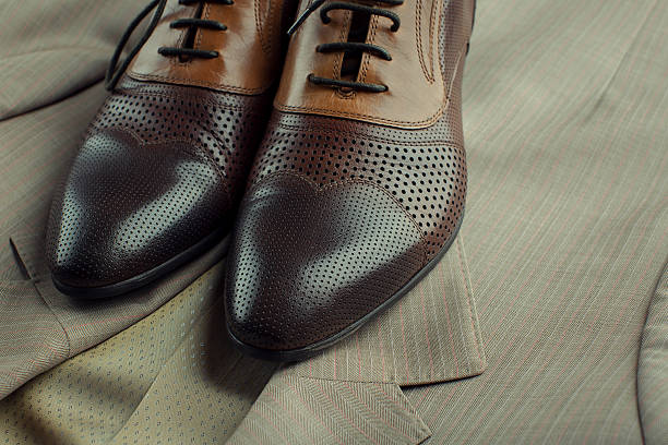 istock Brown man's shoes and jacket 543812742