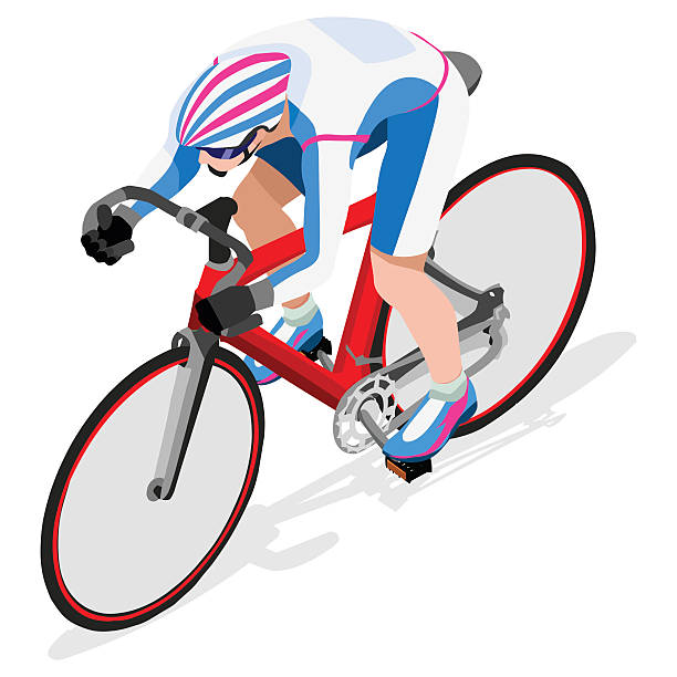 kolarstwo tor sportowe isometric ilustracja wektorowa 3d - track cycling stock illustrations