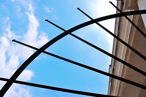 istock Radial anti-climb spikes at a fire escape 543813164