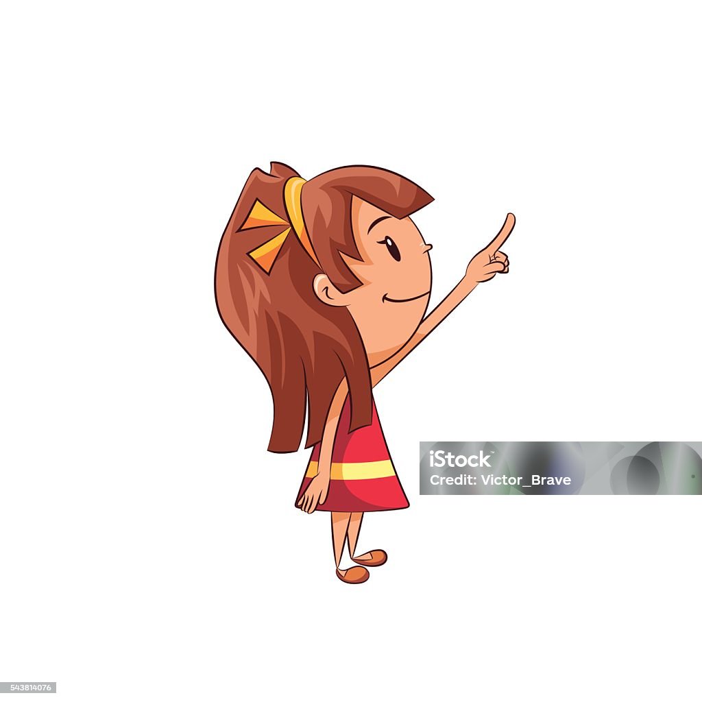 Girl Pointing Up Stock Illustration - Download Image Now - Child, Pointing,  Profile View - iStock
