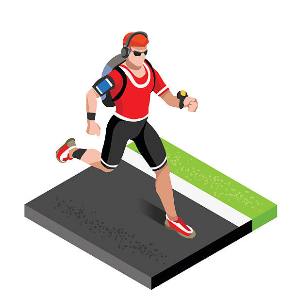 マラソンランナー ジム （ウェスティンワークアウトジム）でのワークアウト、3 d アイソメトリックベクトル画像 - treadmill gym isolated running点のイラスト素材／クリップアート素材／マンガ素材／アイコン素材