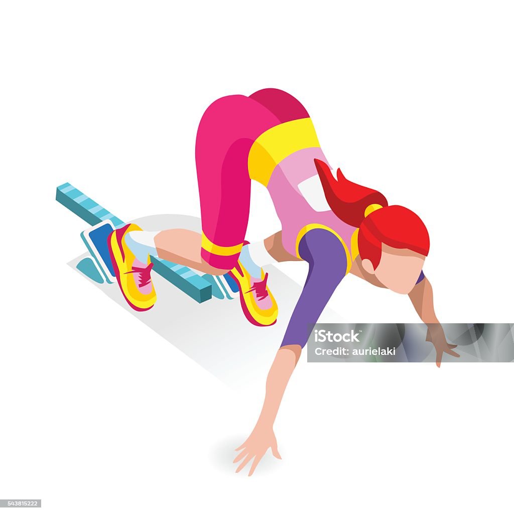 Running Starting Blocks Sport Isometric 3d Vector Image Stock ...
