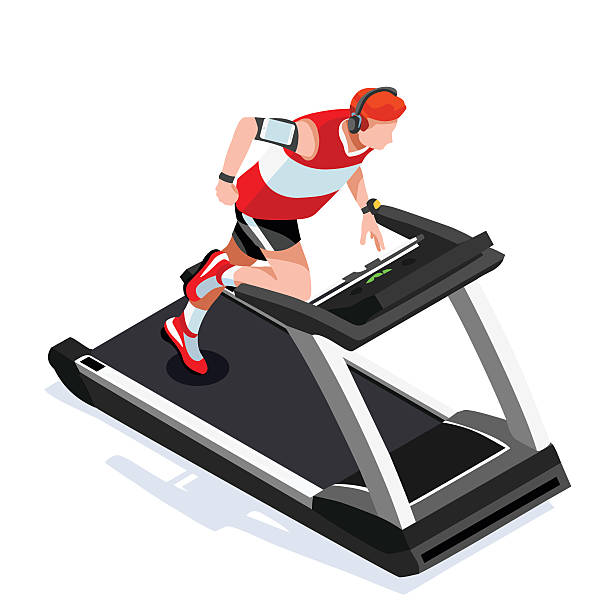 クラスのワークアウトジム）のトレッドミルアイソメトリック 3 d ベクトル画像 - treadmill gym isolated running点のイラスト素材／クリップアート素材／マンガ素材／アイコン素材