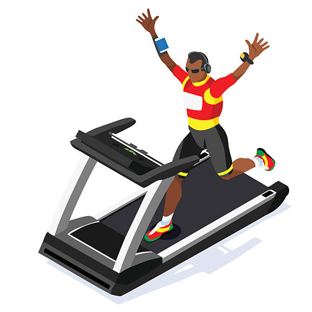 トレッドミルフィットネスクラスのワークアウトアイソメトリックベクトル画像 - treadmill gym isolated running点のイラスト素材／クリップアート素材／マンガ素材／アイコン素材