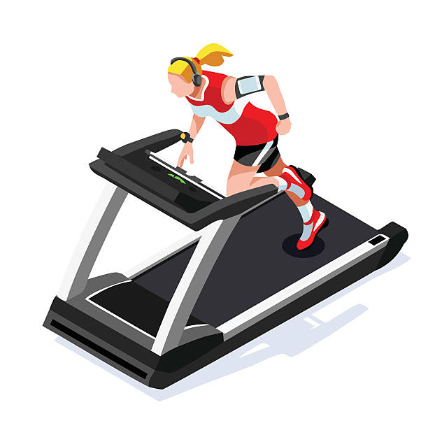 クラスのワークアウトジム）のトレッドミル 3 d アイソメトリックベクトル画像 - treadmill exercise machine isolated exercising点のイラスト素材／クリップアート素材／マンガ素材／アイコン素材