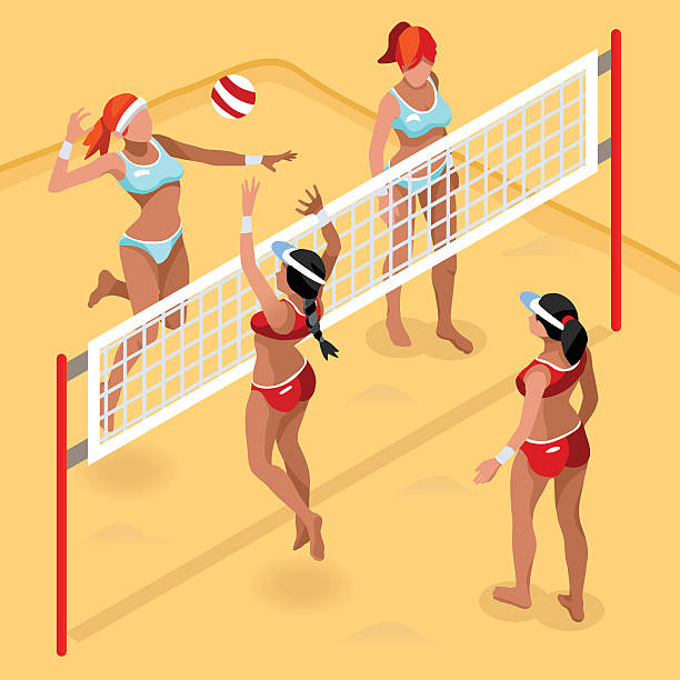 ilustrações de stock, clip art, desenhos animados e ícones de voleibol de praia verão de campo de jogos 3d ilustração vetorial - volleying sport summer men