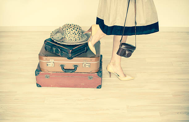 istock Woman standing beside suitcases 543816180