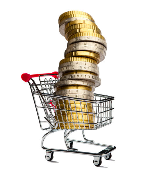 Shopping Cart with a Column Made with Coins