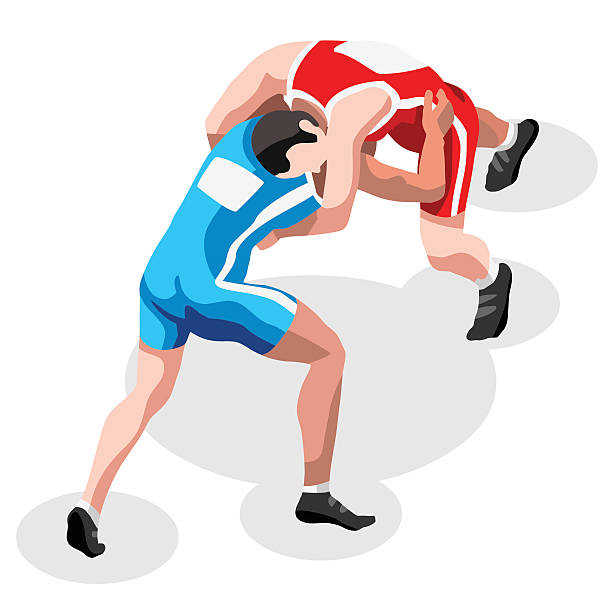 ilustrações de stock, clip art, desenhos animados e ícones de luta livre luta desporto 3d ilustração vetorial minibarra de ferramentas - wrestling