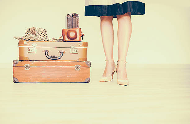 istock Woman standing beside suitcases 543817500