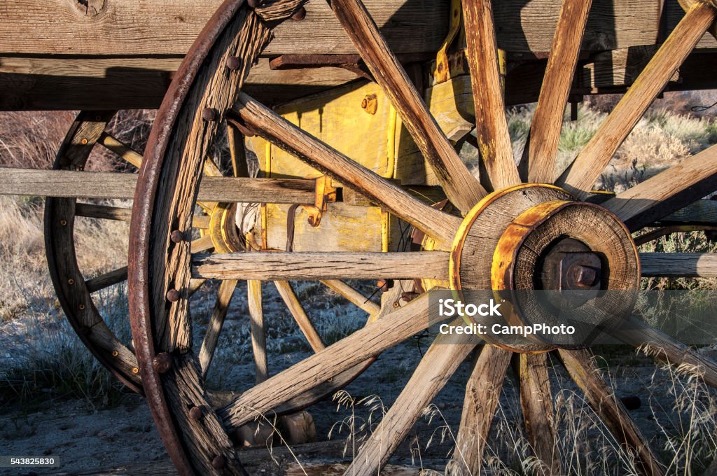 Old wagon Remnant of the old West near Benton, California. Antique Stock Photo