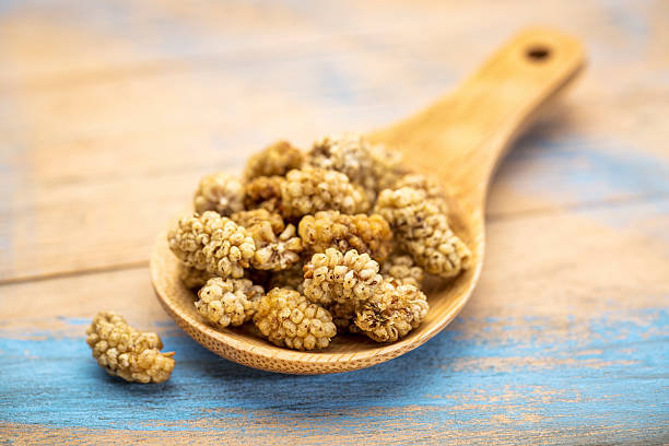 istock spoon of dried white mulberries 543825932
