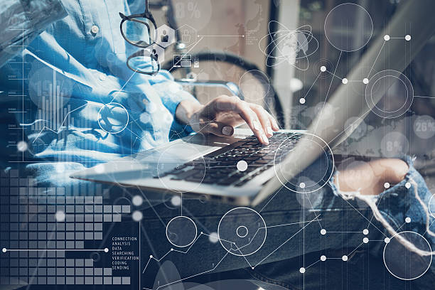 istock Woman Typing Keyboard Laptop Hand.Project Manager Researching Process.Business 543826876