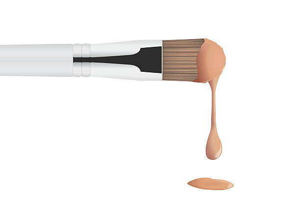 ilustrações, clipart, desenhos animados e ícones de creme de fundação coleta pincel de maquiagem - make up cosmetics make up brush brushing