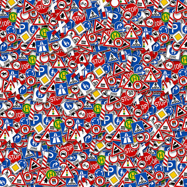 background collage of many road sign illustration