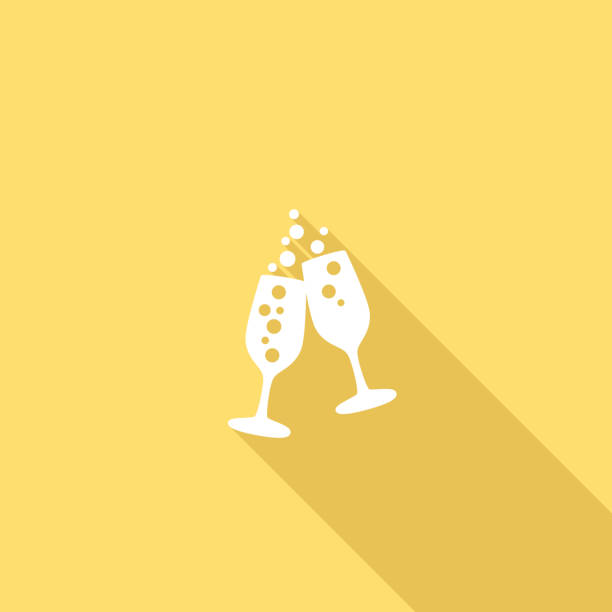Flat Color UI Long Shadow Website Wedding Icon Flat Color UI Long Shadow Website Wedding Icon. Flat ui color style with long shadow. No Clipping masks. celebratory-toast stock illustrations