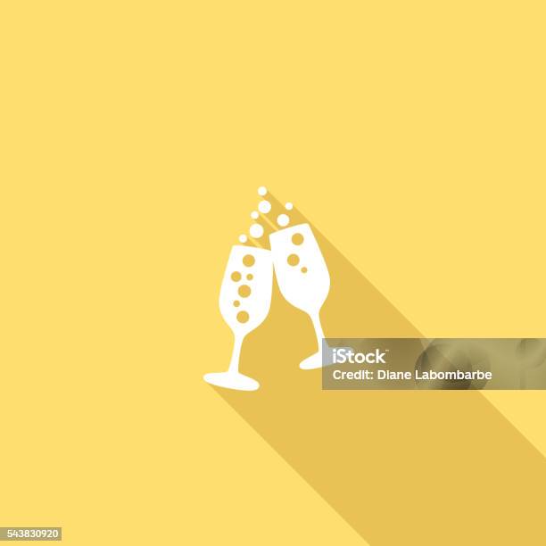 Flat Color Ui Long Shadow Website Wedding Icon Stock Illustration - Download Image Now - Champagne, Celebratory Toast, Icon Symbol