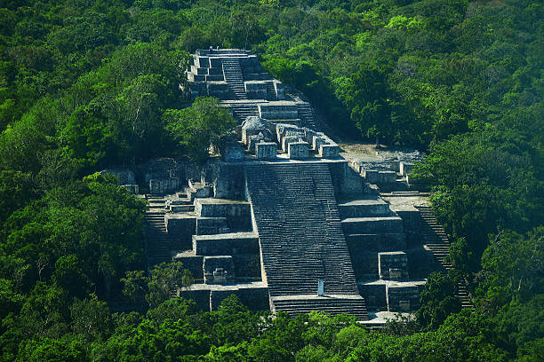 руины древнего города майя калакмул - campeche стоковые фото и изображения