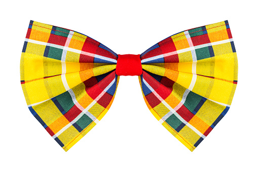 colorful checkered bow tie isolated on white background