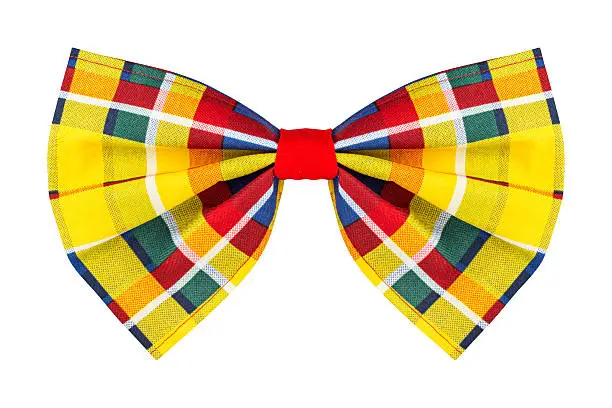 colorful checkered bow tie isolated on white background