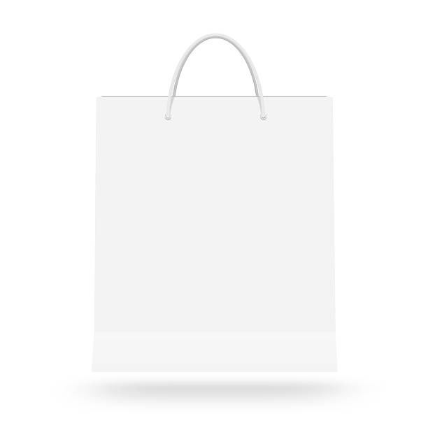 maqueta de bolsa de papel en blanco aislada. paquete de revista transparente blanco - shopping bag white isolated blank fotografías e imágenes de stock