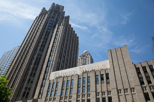 Chicago, Illinois, USA - June 24, 2016: the building hosting the Chicago Tribune headquarters.