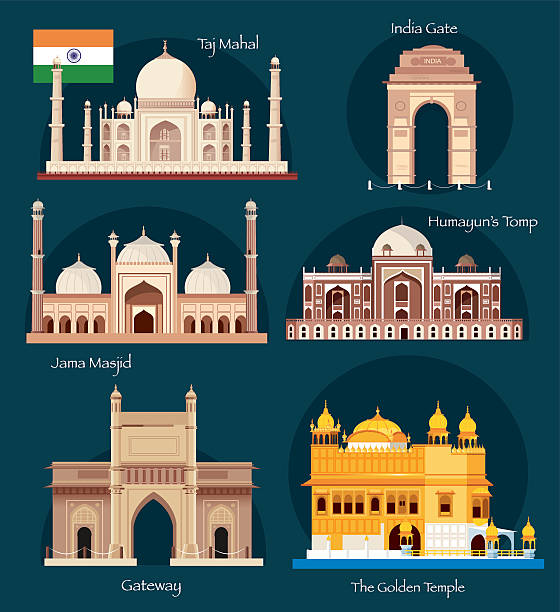 ilustrações de stock, clip art, desenhos animados e ícones de a índia símbolos - delhi india islam jama masjid