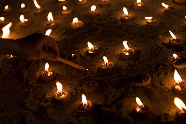 istock People light candle to pay respect to buddha relic 543842200