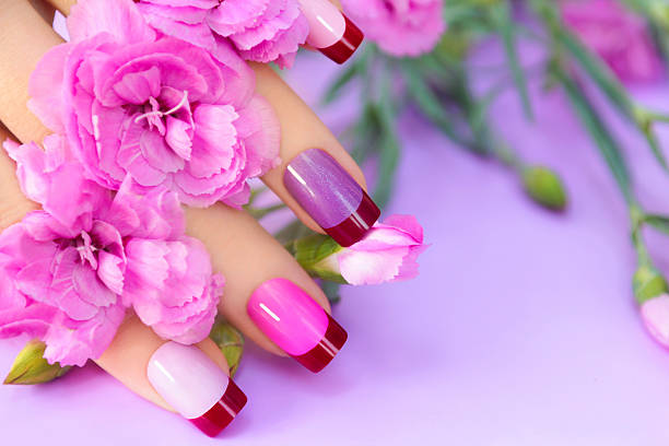 Colorful French manicure.