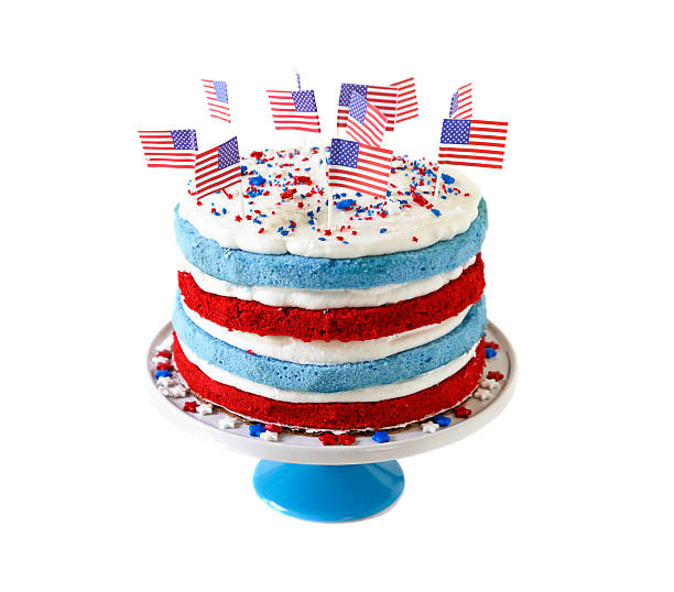 Torta con bandiere americane - foto stock