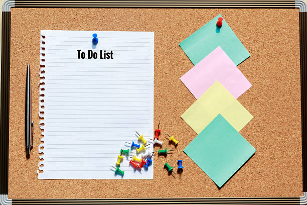 istock Sheet of paper with cork board, push pin and note 543973626