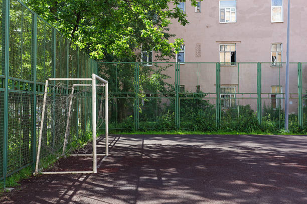 istock Soccer field with gates, fenced. 543973948