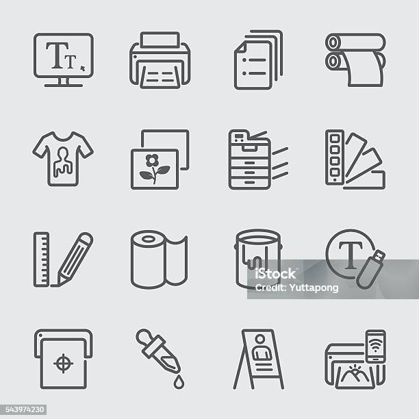 Print Line Icon Stock Illustration - Download Image Now - Icon Symbol, Printmaking Technique, Track - Imprint
