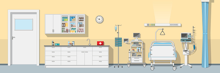 Illustration an intensive care unit, panorama