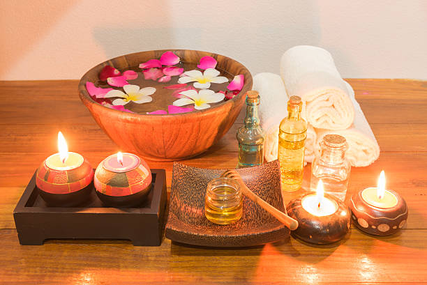 istock set of spa on wooden table 543975362